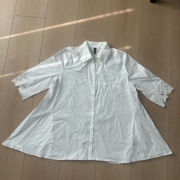 STELLA CARAKASI White Blouse with Lace Detail - Size XL - Picture 3 of 4